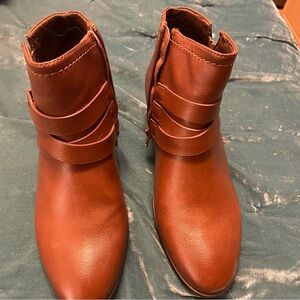 BareTraps Brown Ankle Booties with Strap Detail